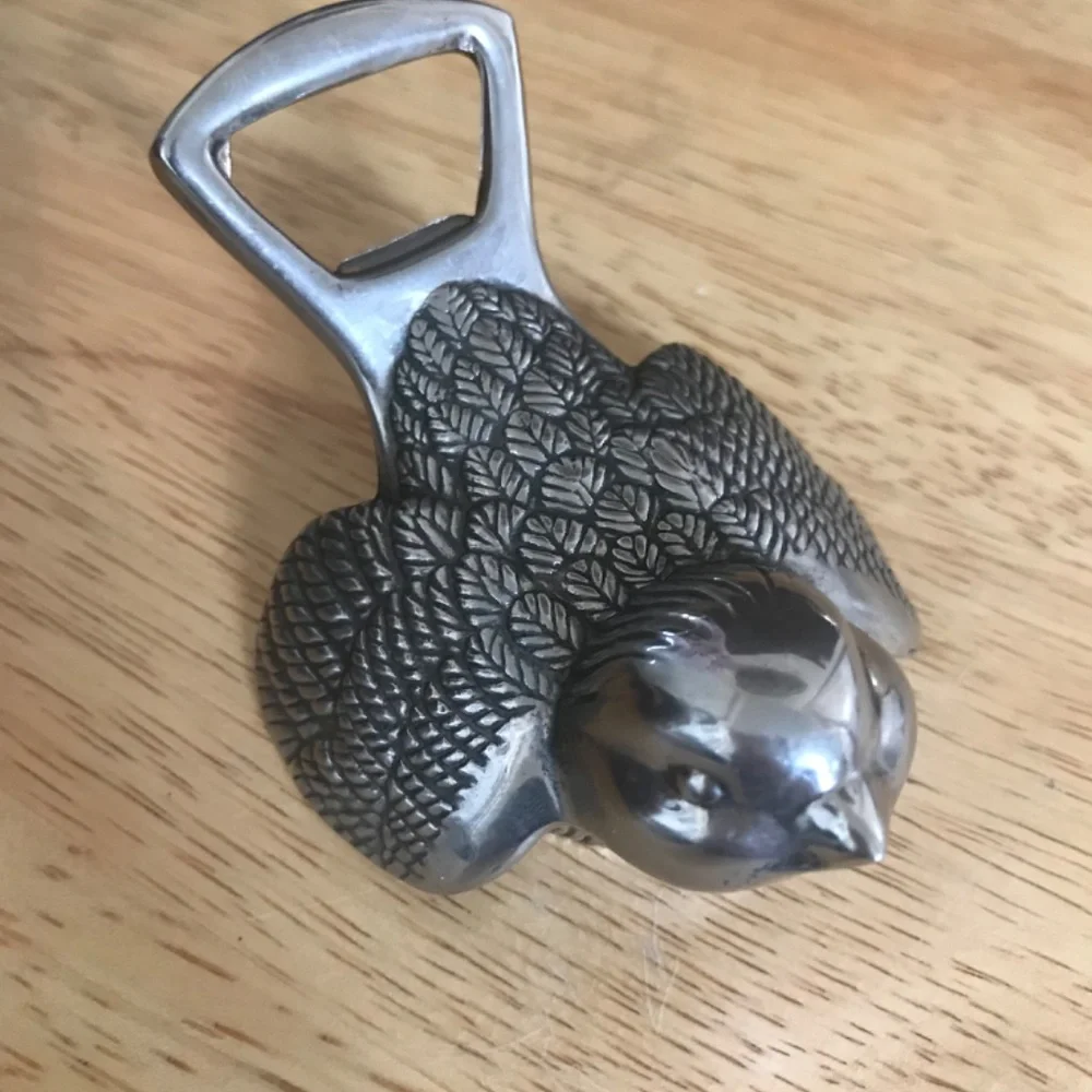 Vintage Silver Color Mid-Century Metal Bird Shaped Bottle Opener